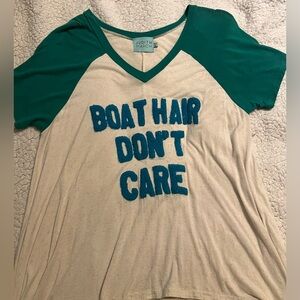 Judith March Cream and Teal Graphic Tee